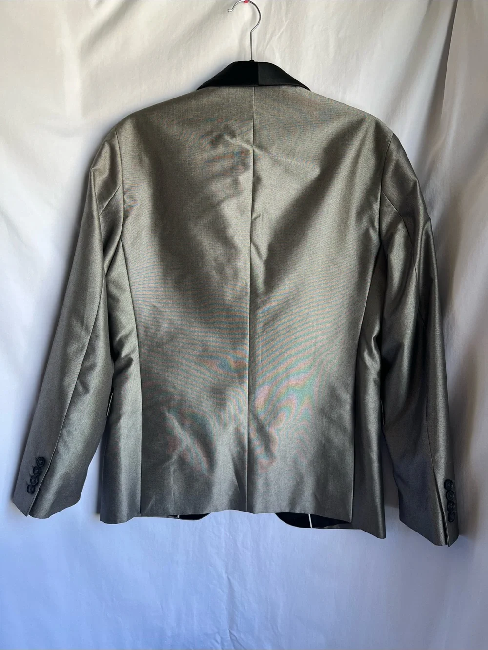 jf j.ferrar Silver Tuxedo Jacket with Black Shawl Collar